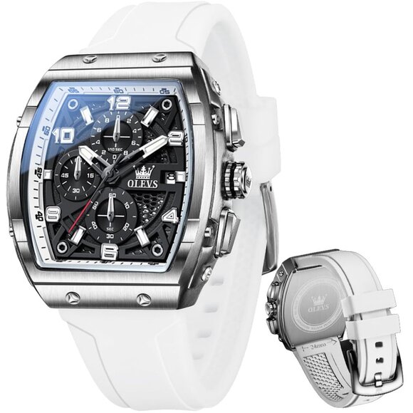 Men's Chronograph Watch Waterproof Luminous Silicone Strap Business Style